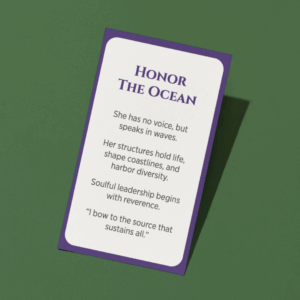 A card with text about honoring the ocean.